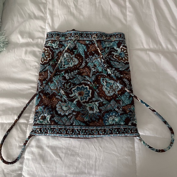 Vera Bradley Java Blue Drawstring backpack - Picture 2 of 4